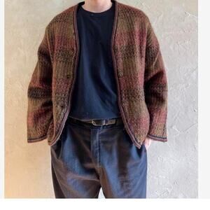 Rare Vintage 90s Regina Porter Brown Red Mohair Blend Cardigan Indie Boho Unisex